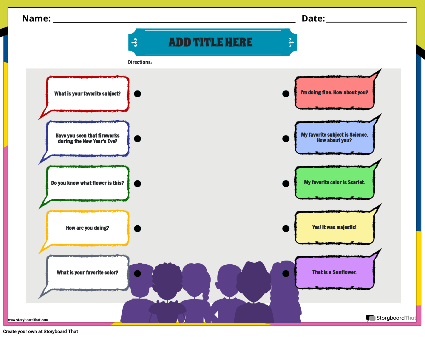 Appropriate Response Dialogue Matching Type Worksheet