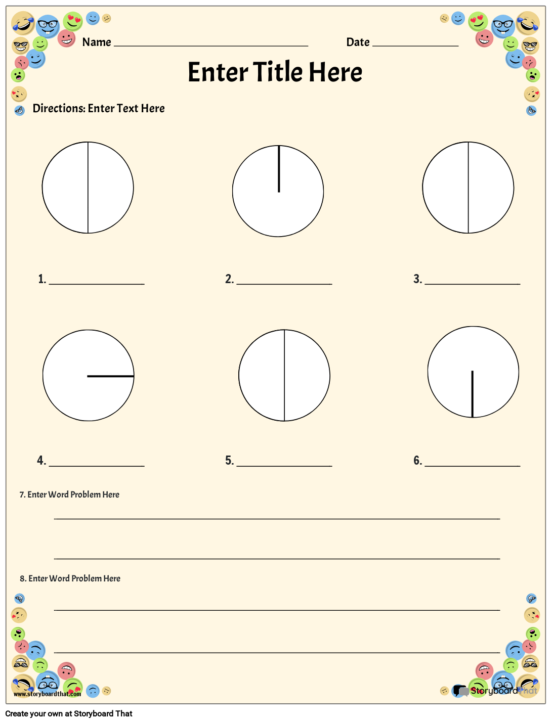 Area And Circumference Worksheet With Math Emoji Border area-and-circumference-worksheet-with-math-emoji-border