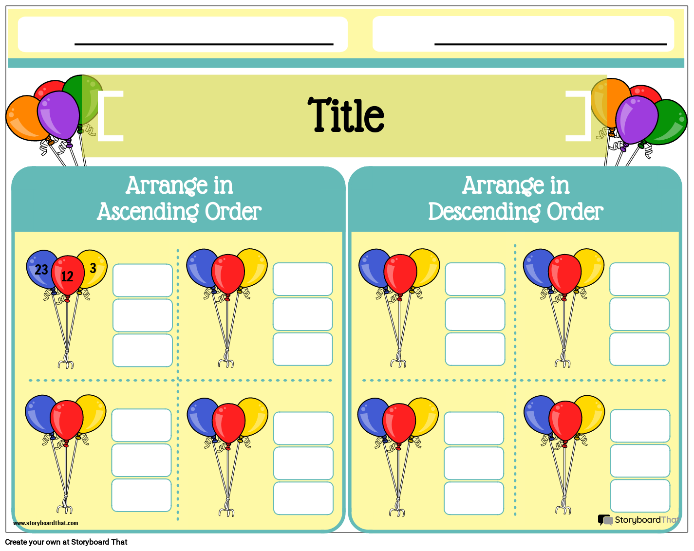 balloon-themed-ordering-numbers-worksheet-storyboard