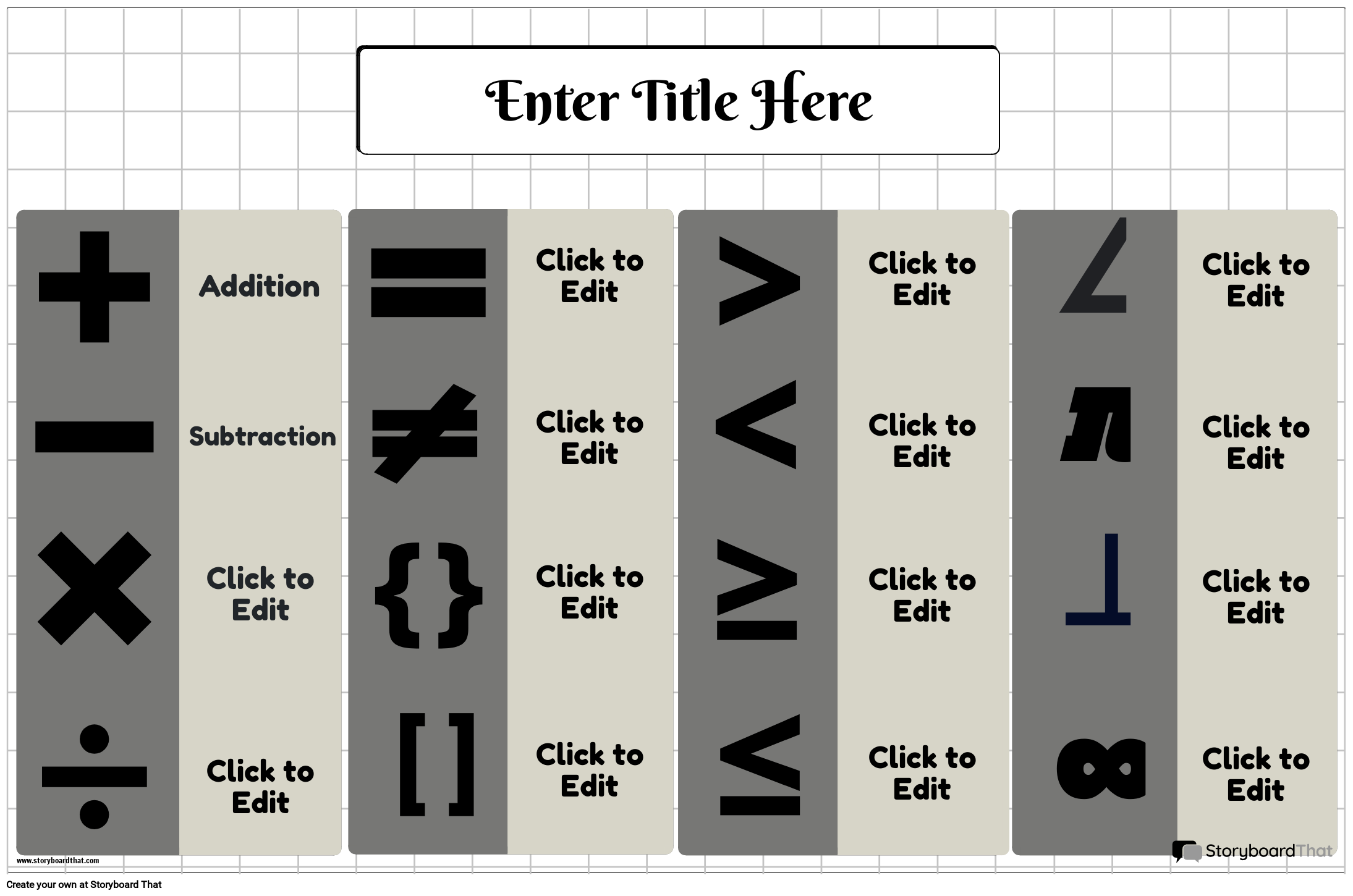 Basic Mathematical Symbols Storyboard by templates