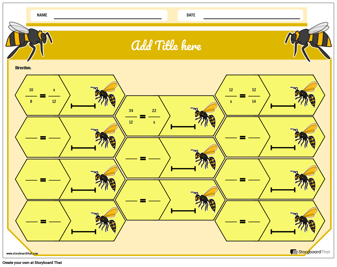 Bee themed proportions storyboard by templates