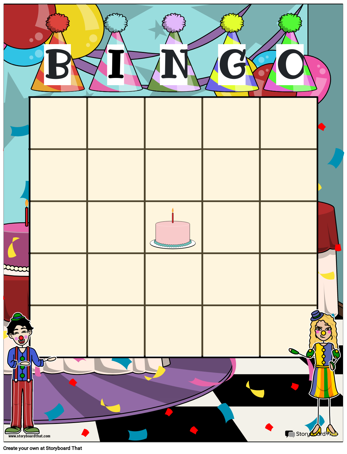 Birthday Party Bingo Game Card Раскадровка по templates