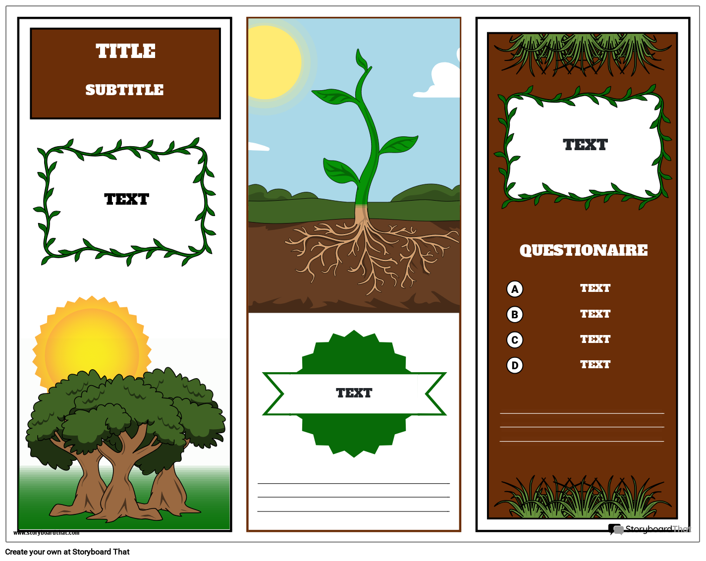 Plant and tree themed brochure worksheet storyboard