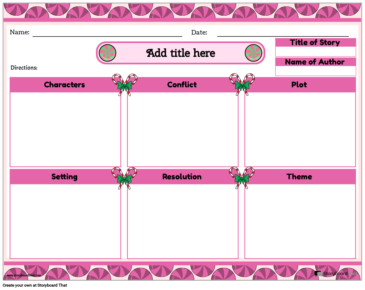 Candy-inspired Elements of Story Worksheet Storyboard