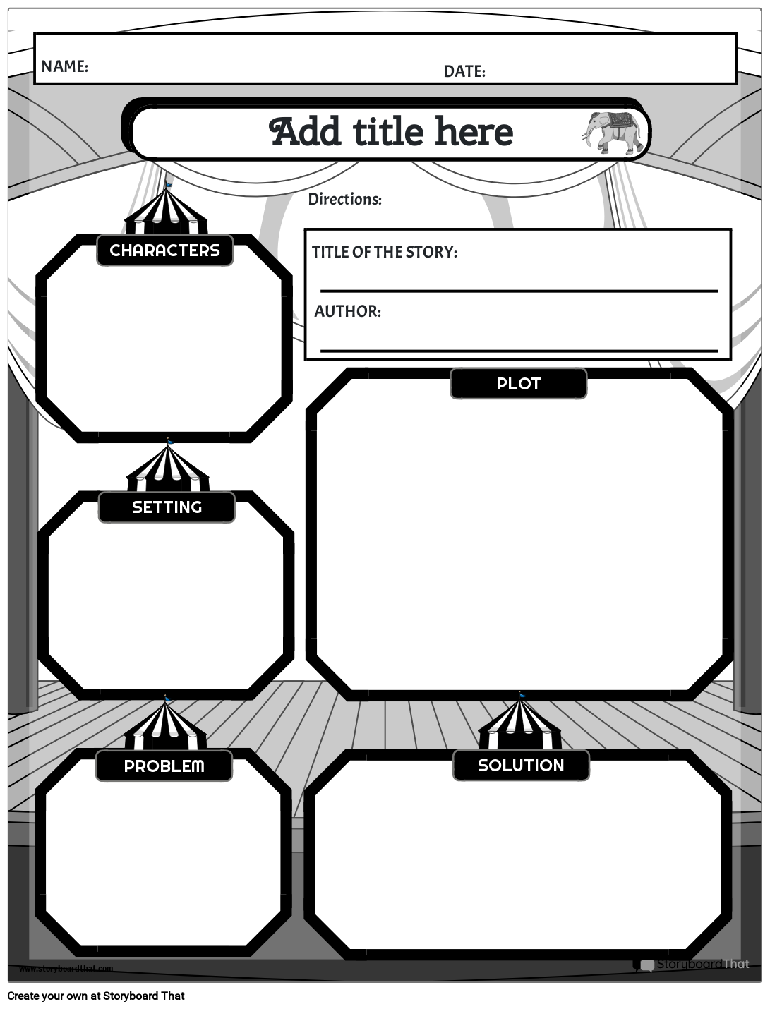 circus-theme-elements-black-and-white-storyboard