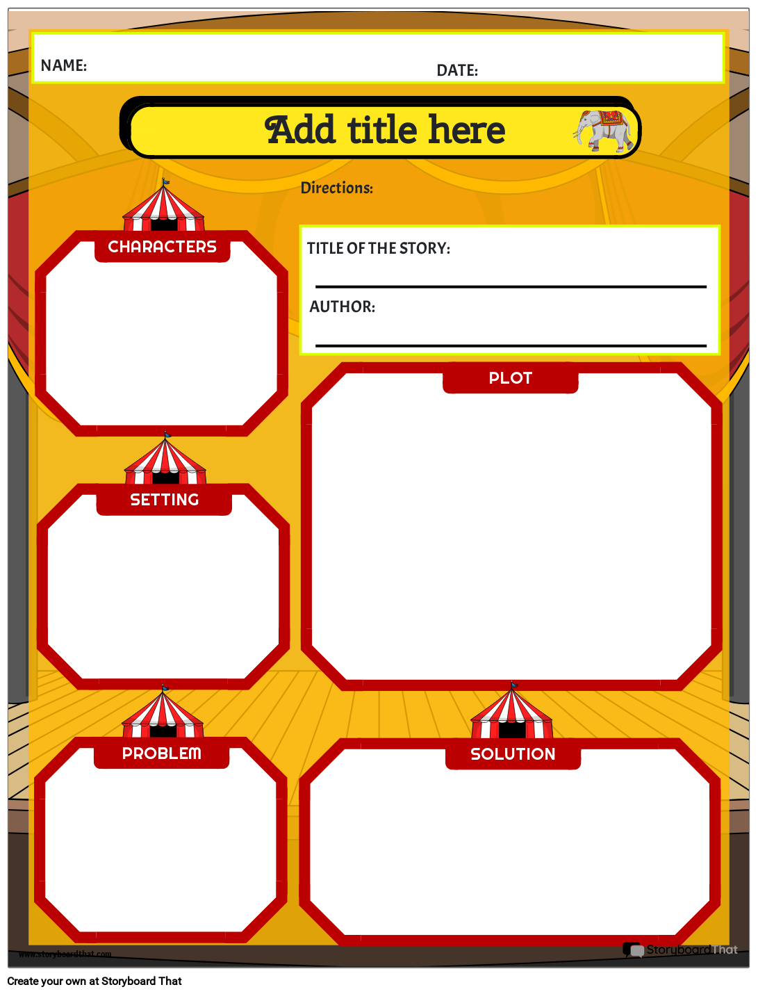 circus-themed-story-elements-worksheet-storyboard