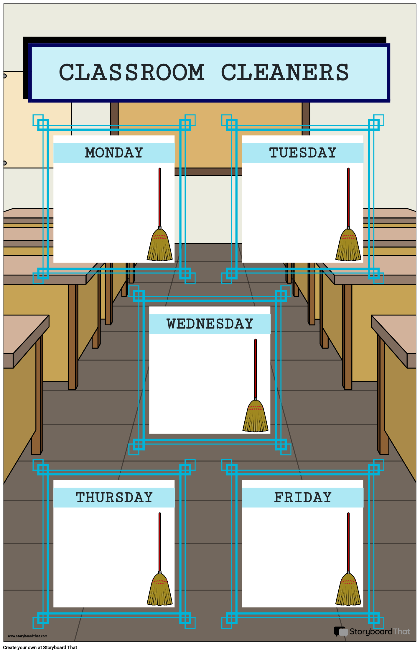 Weekly Classroom Cleaner Poster Template Storyboard