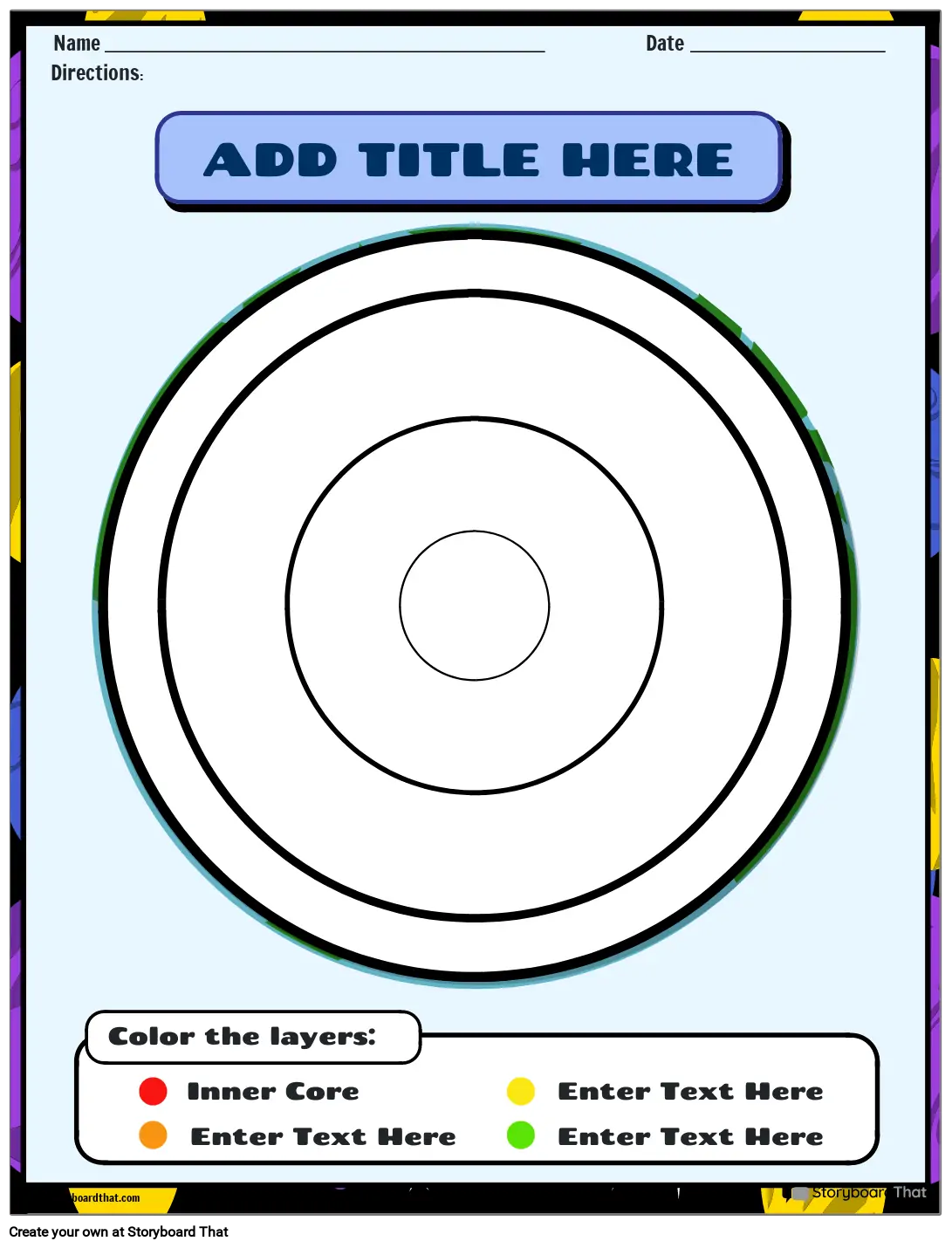 Color the Layers of the Earth Storyboard by templates