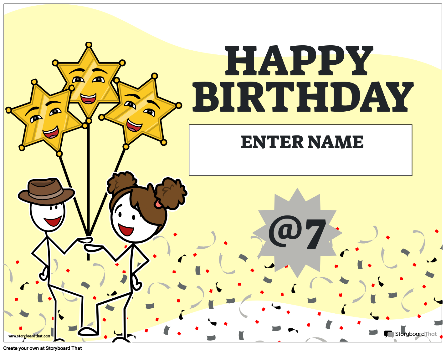 Floating stars based birthday certificate template design