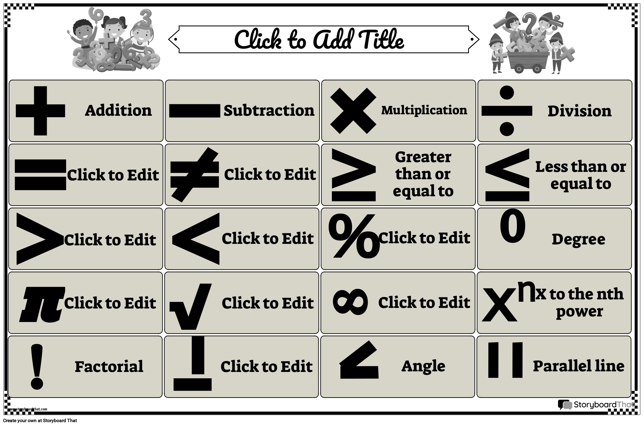 Colorful Math Symbols Poster Storyboard By Templates