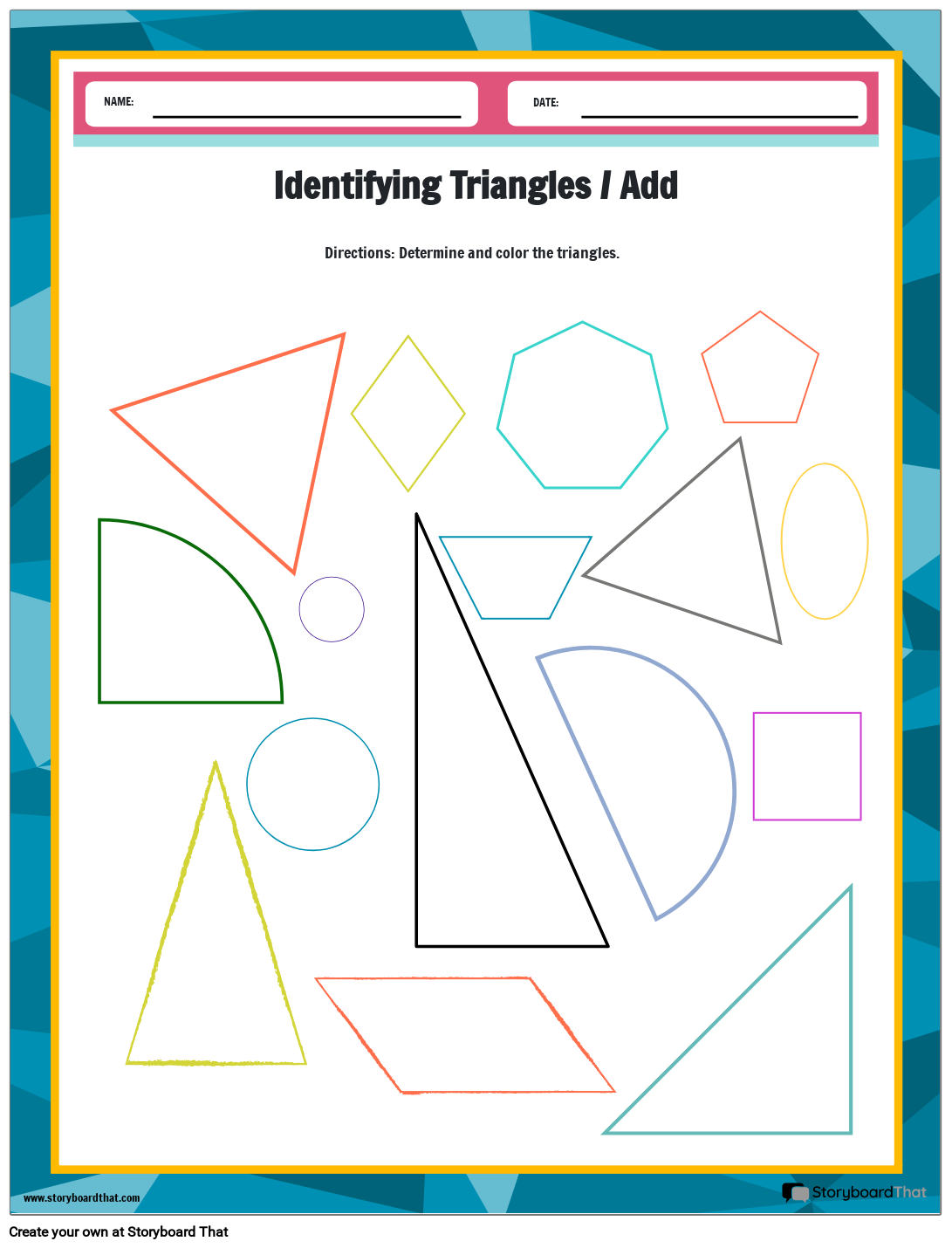 Coloring Triangle Worksheet Storyboard por templates