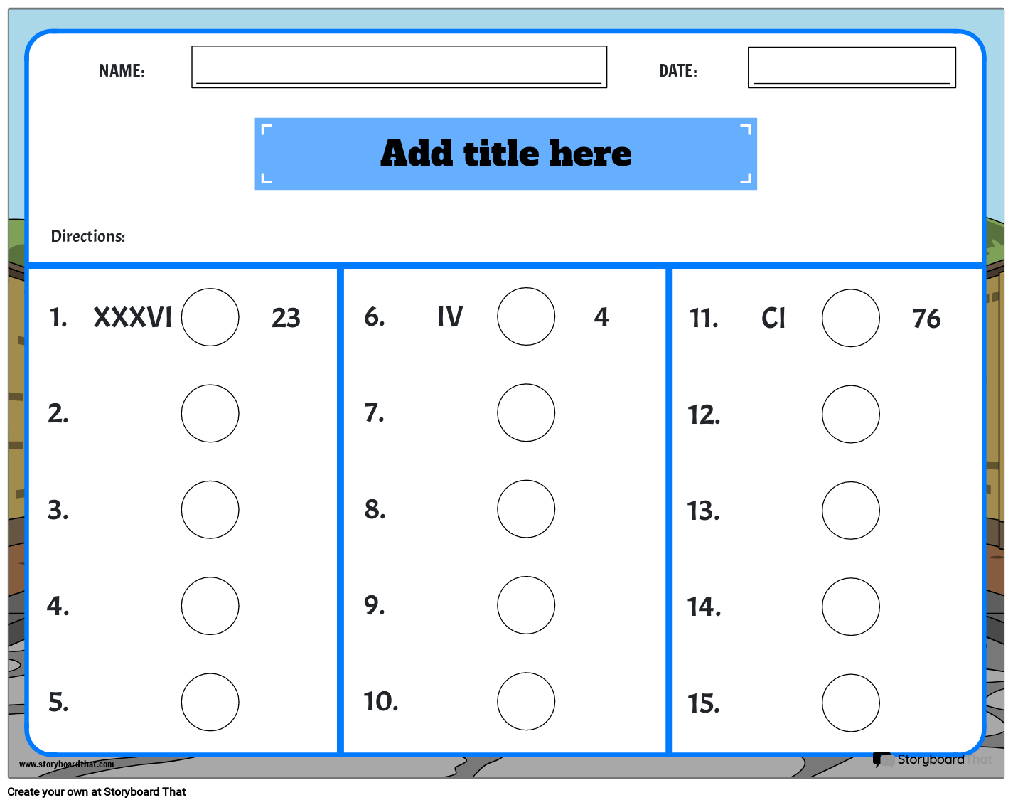 comparing-arabic-and-roman-numerals-worksheet