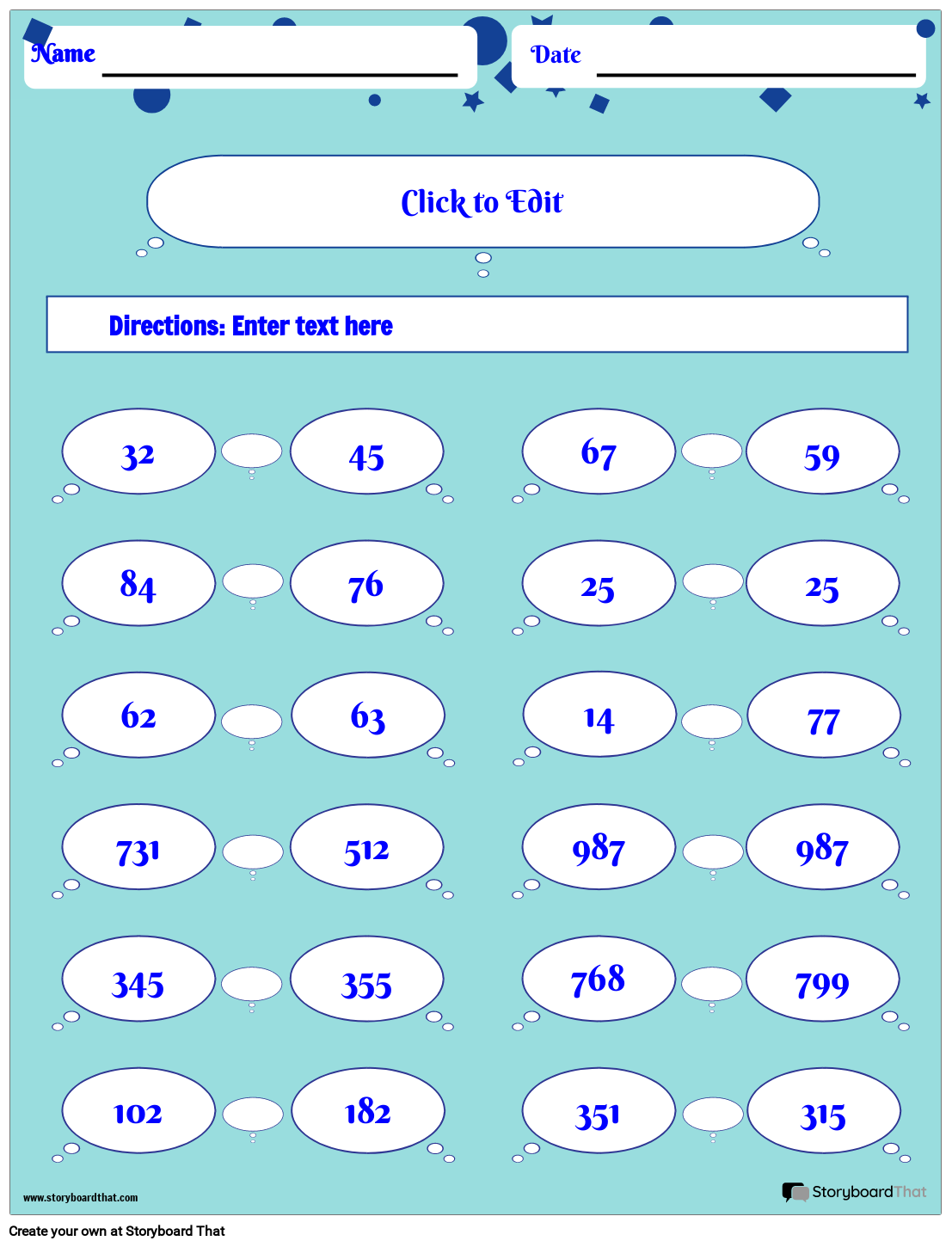 comparing-numbers-worksheet-with-bubbles-storyboard