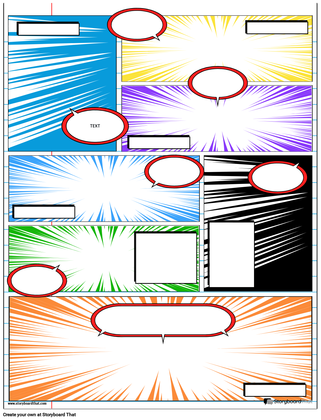 Conversation Graphic Novel Simple Template Storyboard