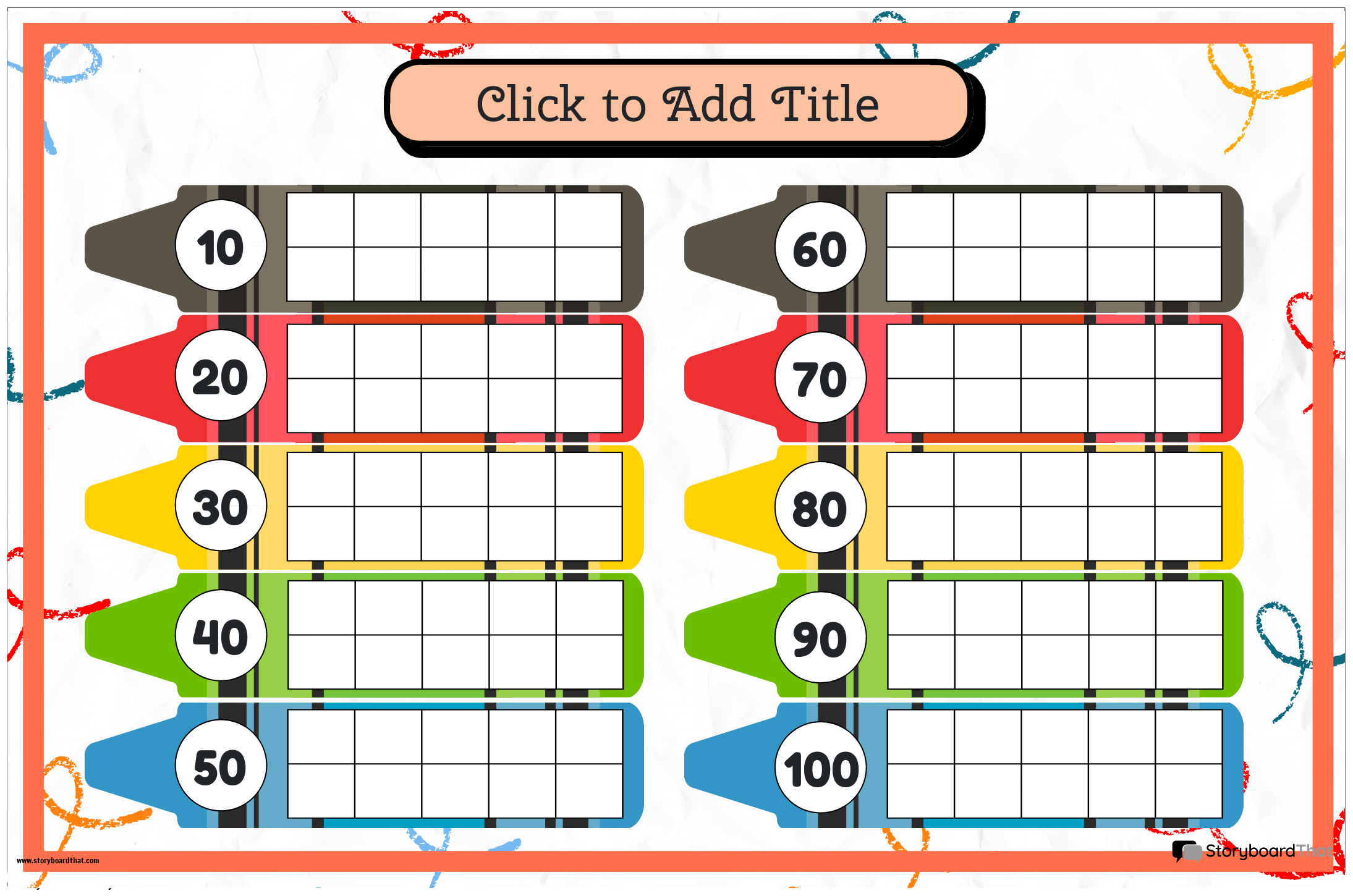 Landscape Number Line Poster with Big Crayons