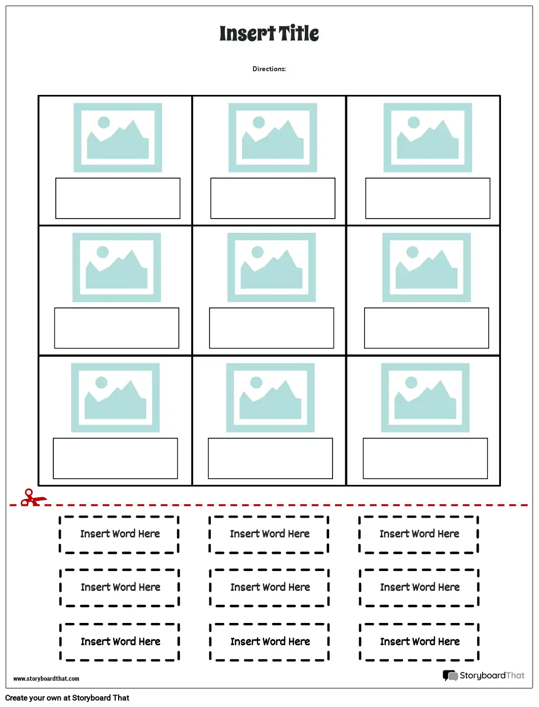 Cut and Paste Matching Activity Storyboard by templates