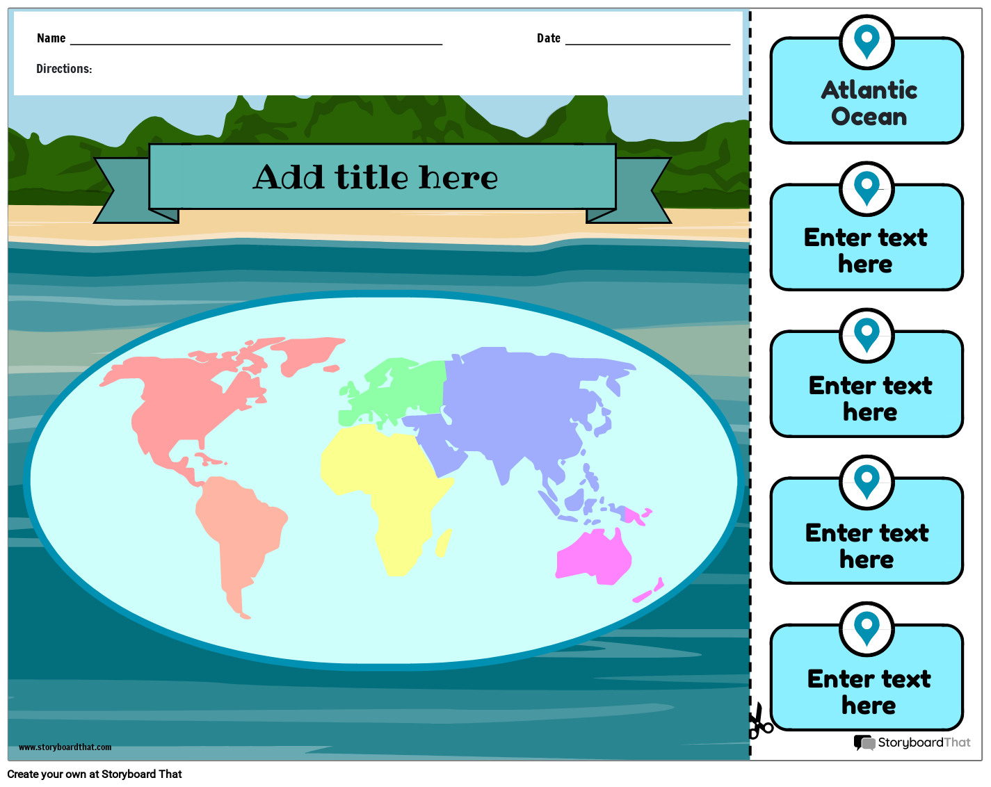 Cut And Paste Oceans Worksheet Storyboard By Templates