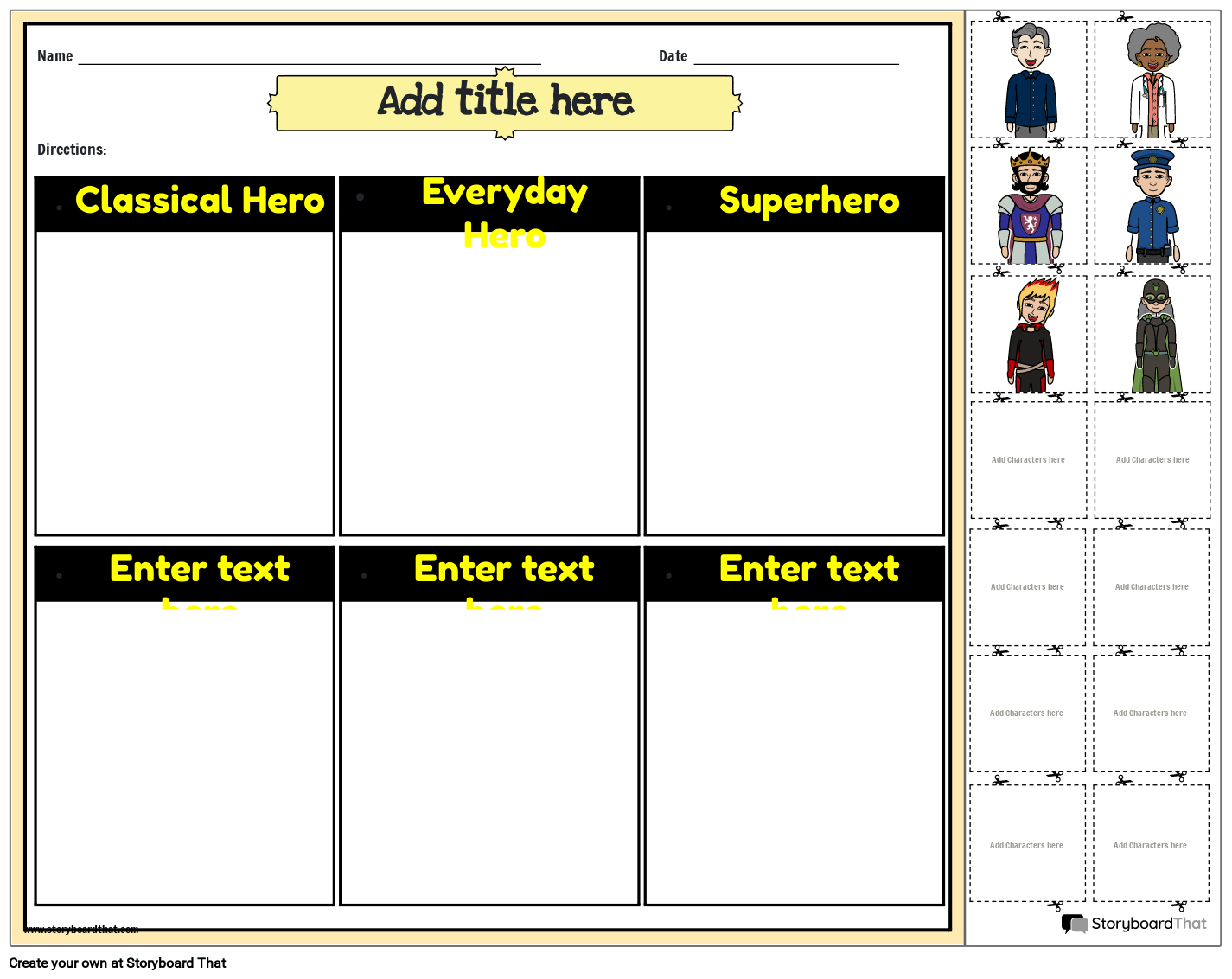 cut-and-paste-types-of-heroes-worksheet-storyboard