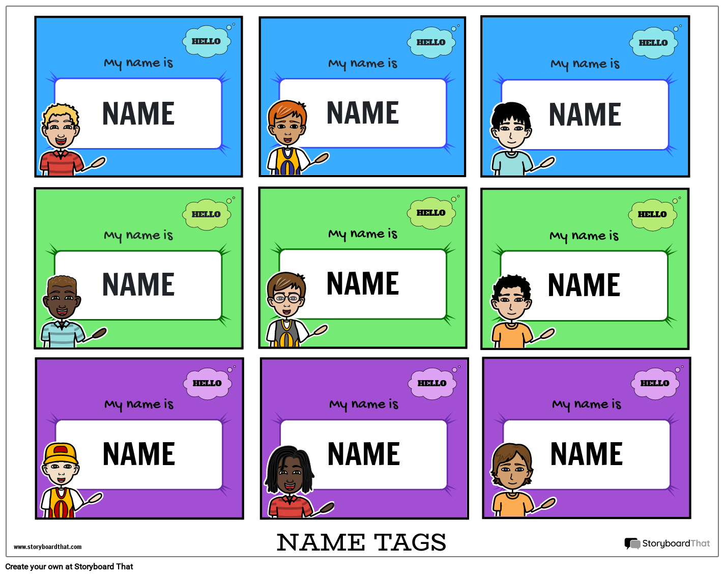 Cute Kids Name Tag Storyboard by templates