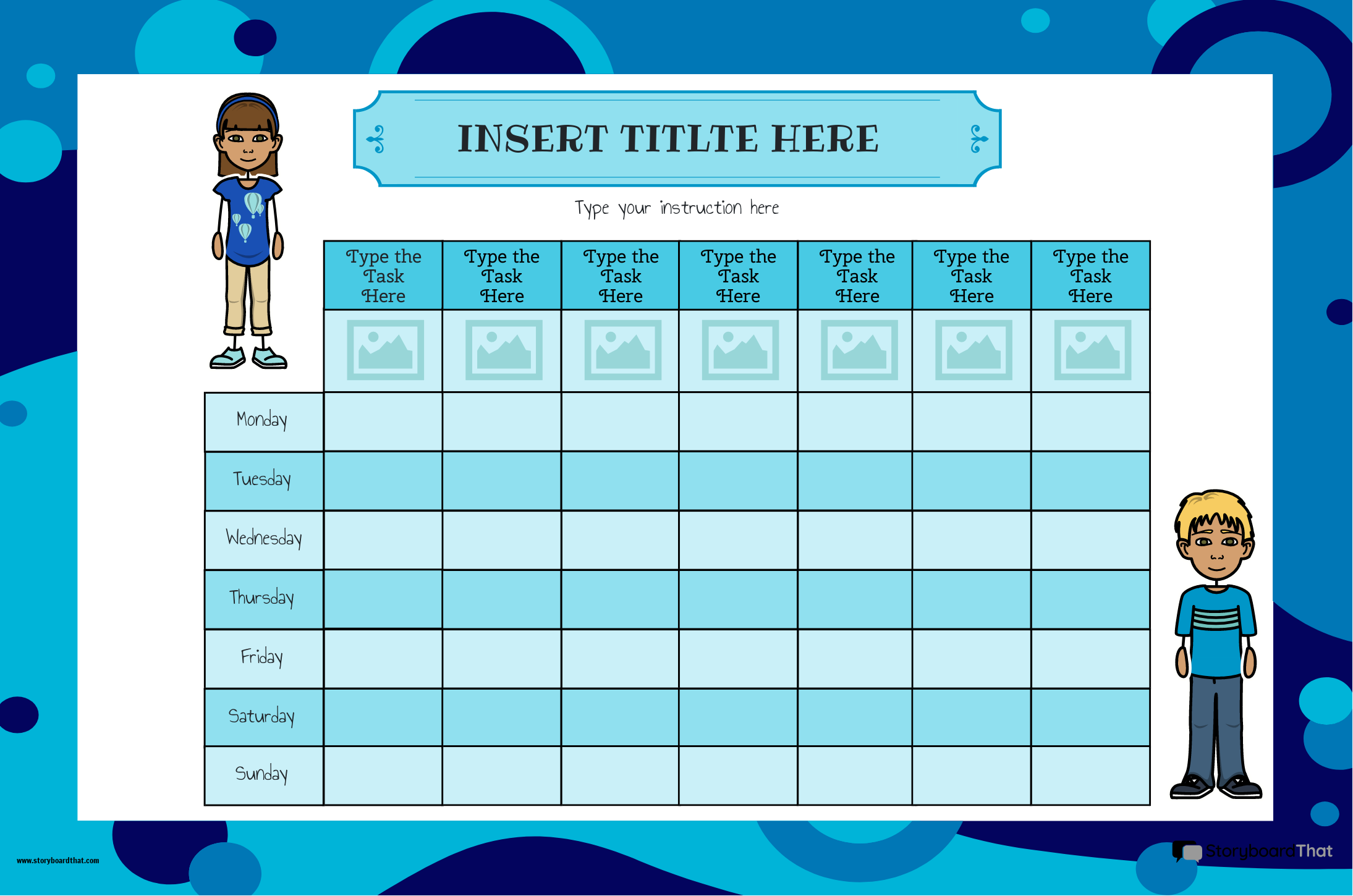 Blue Daily Routine Poster Storyboard By Templates