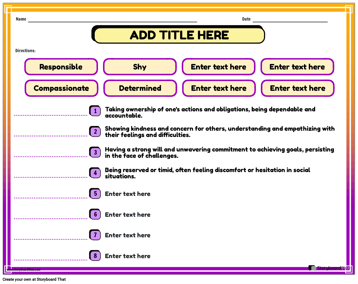 personality-traits-storyboard-par-templates