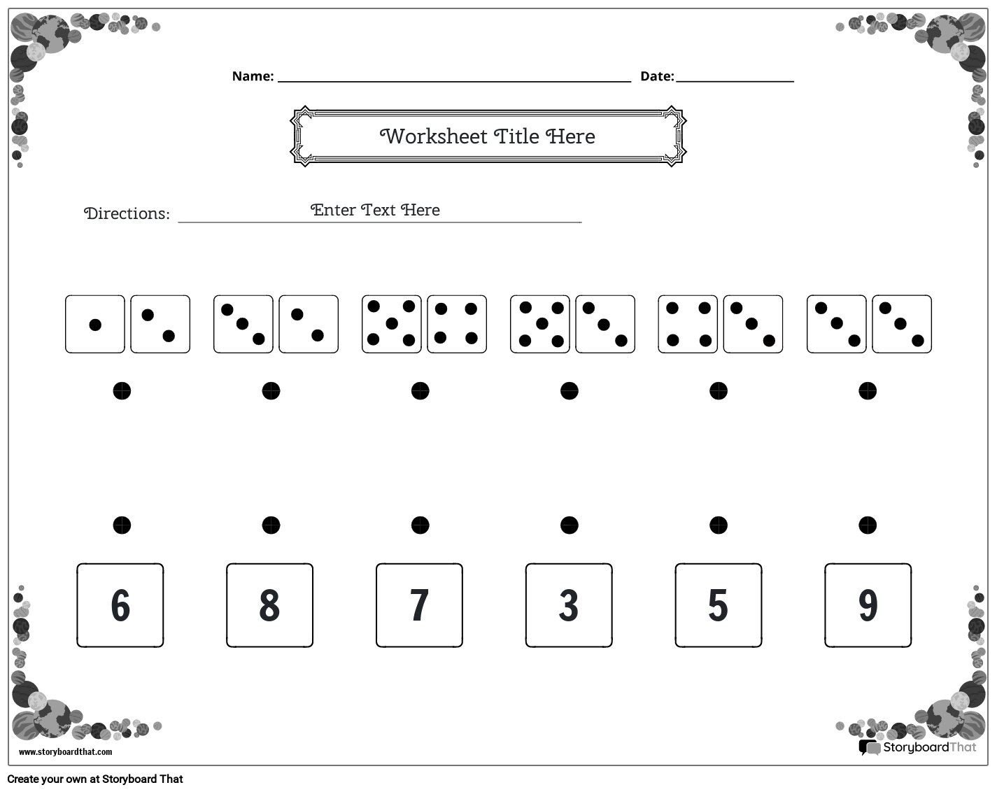 dice-matching-worksheet-with-a-space-theme-storyboard
