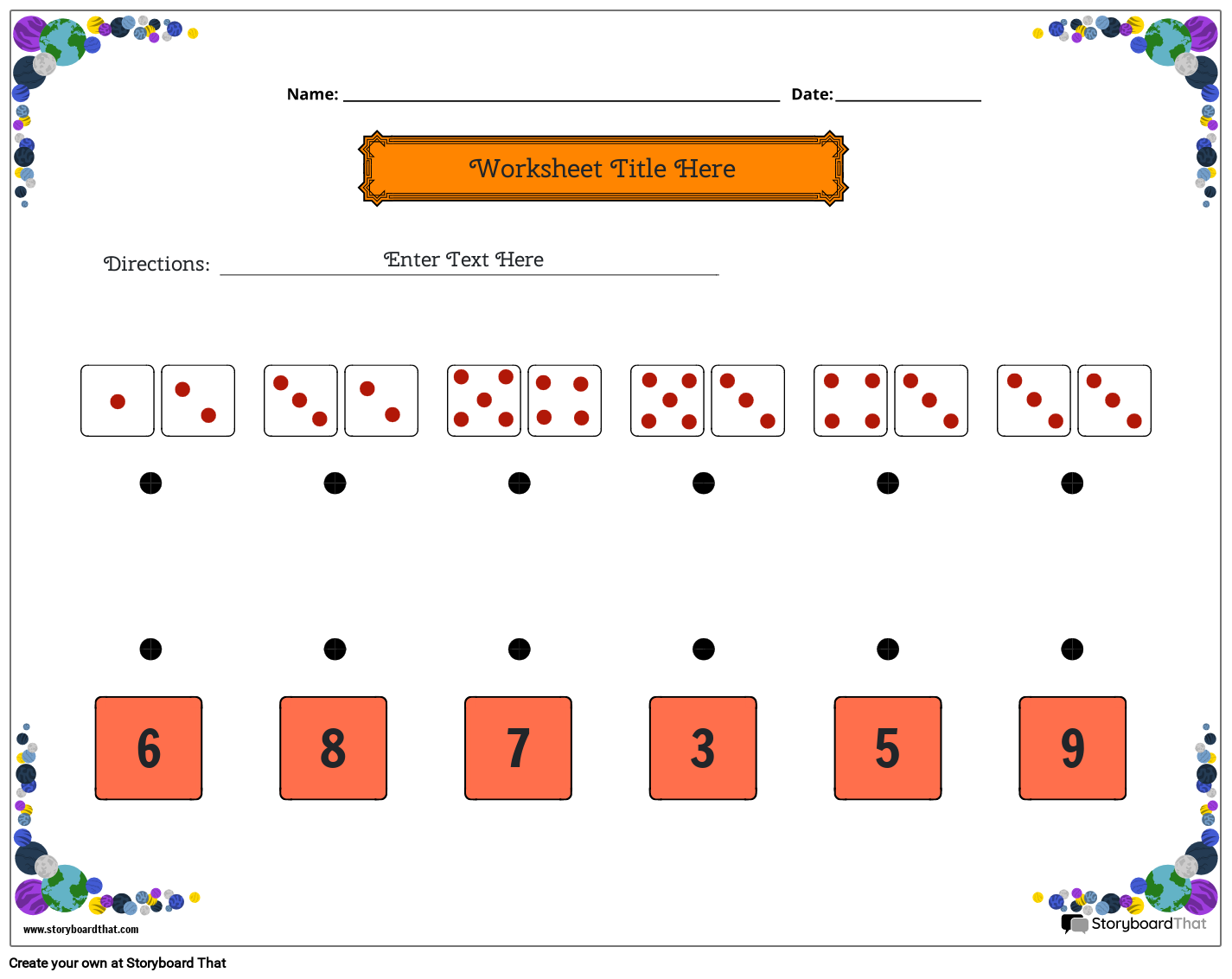 Dies match and count worksheet storyboard par templates