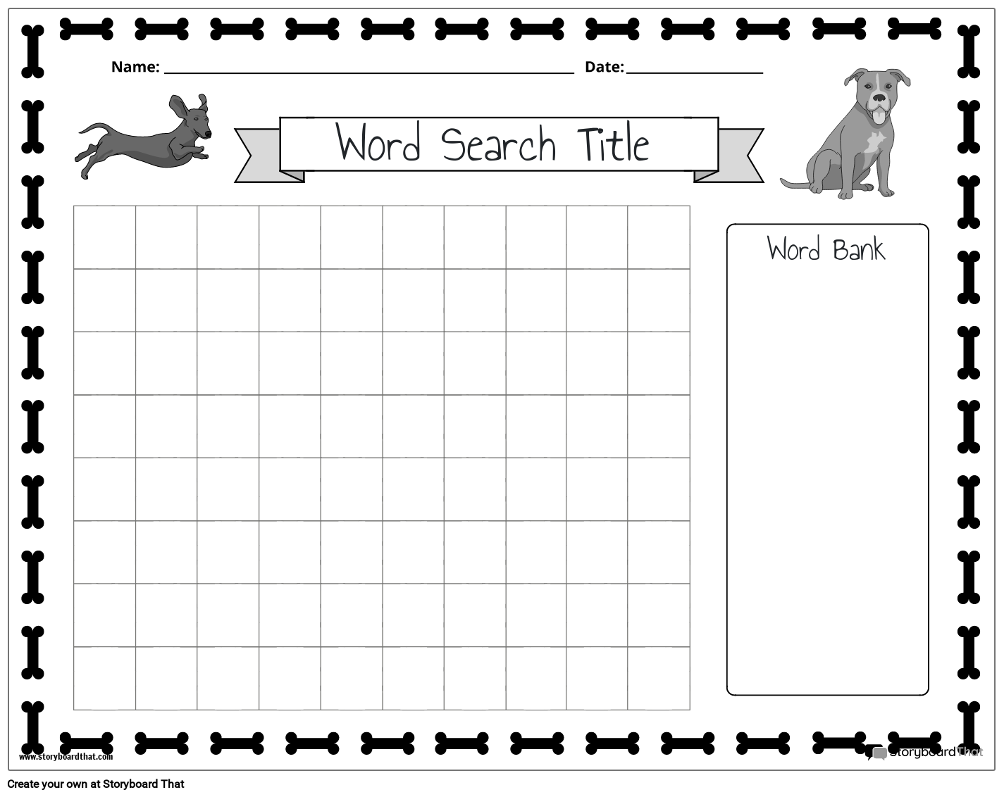 Printable Dog Themed Word Search Storyboard Af Templates
