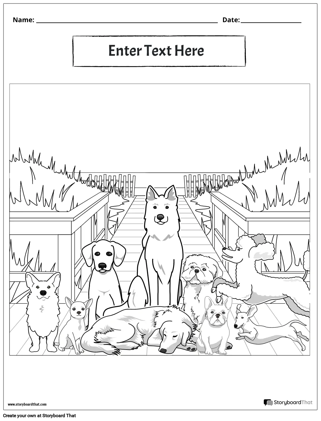 dog themed coloring page