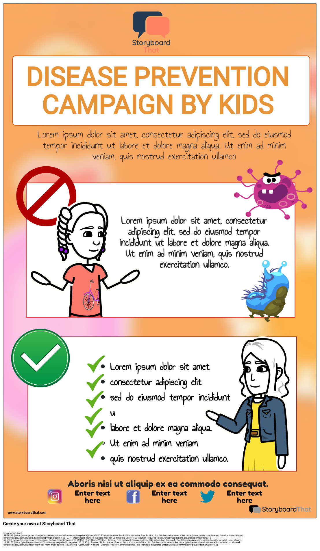 Editable PSA Poster For Kids Storyboard Por Templates