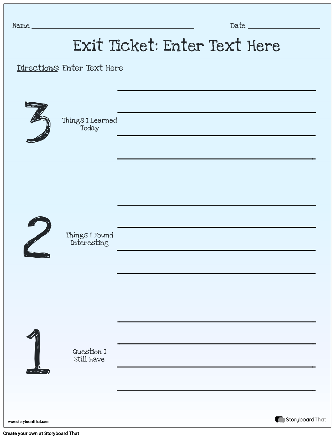 Simple Gradient Descriptive Exit Ticket Template