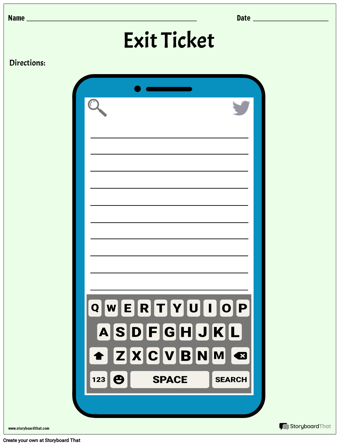 blue-mobile-phone-keyboard-exit-ticket-template