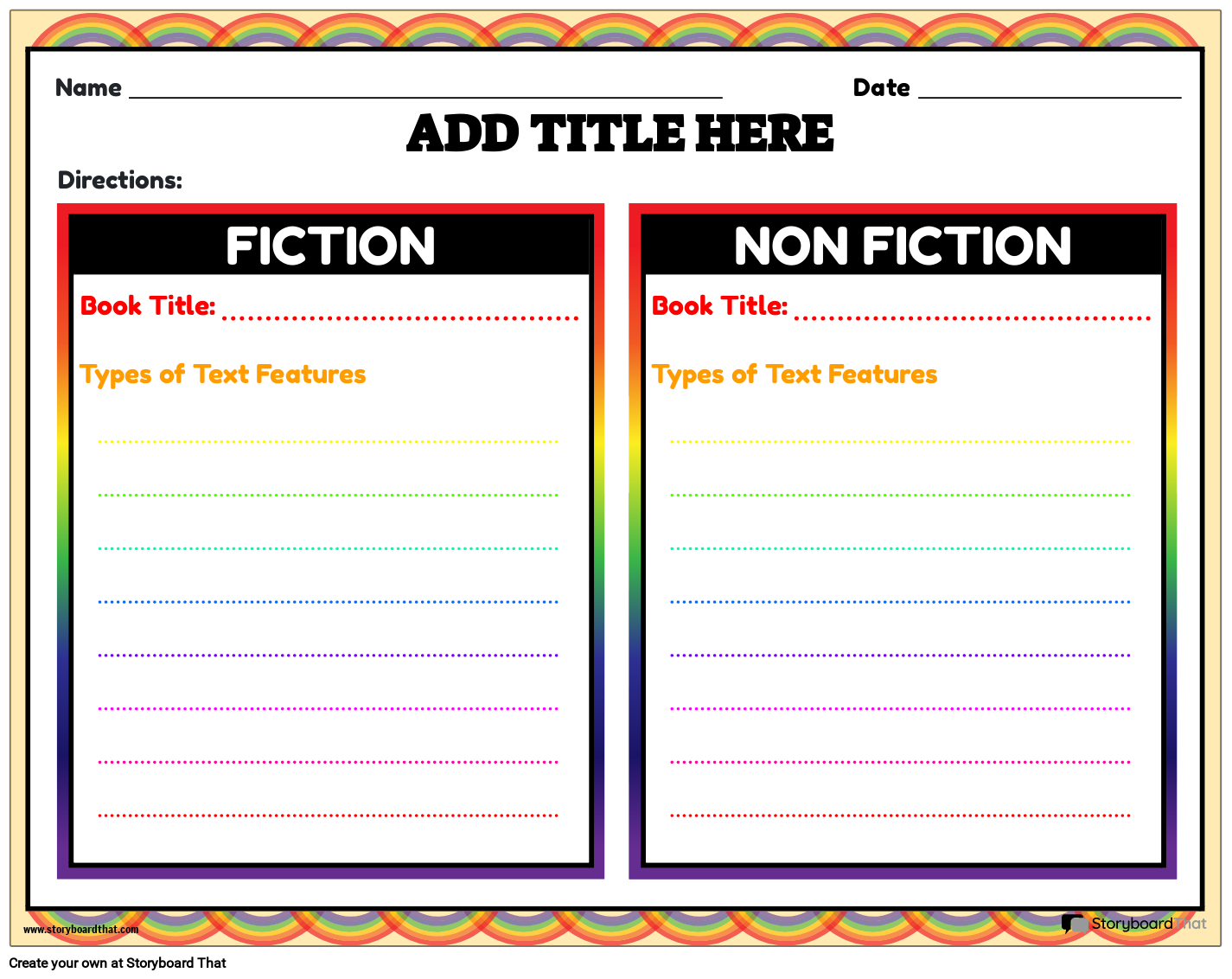 Fiction Vs Nonfiction Worksheet Storyboard Af Templates