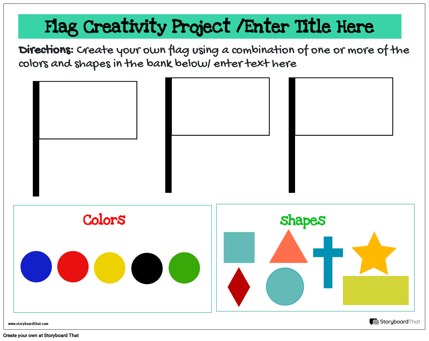 Customizable coloring based flag worksheet storyboard