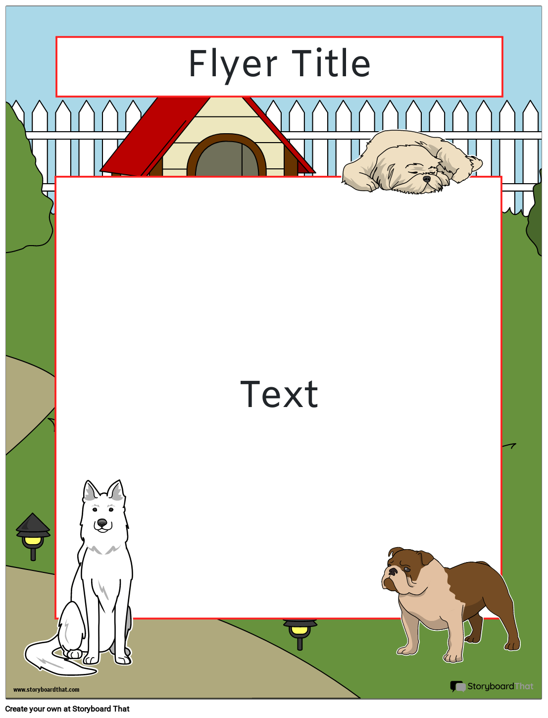 Cute dog themed flyer template design storyboard