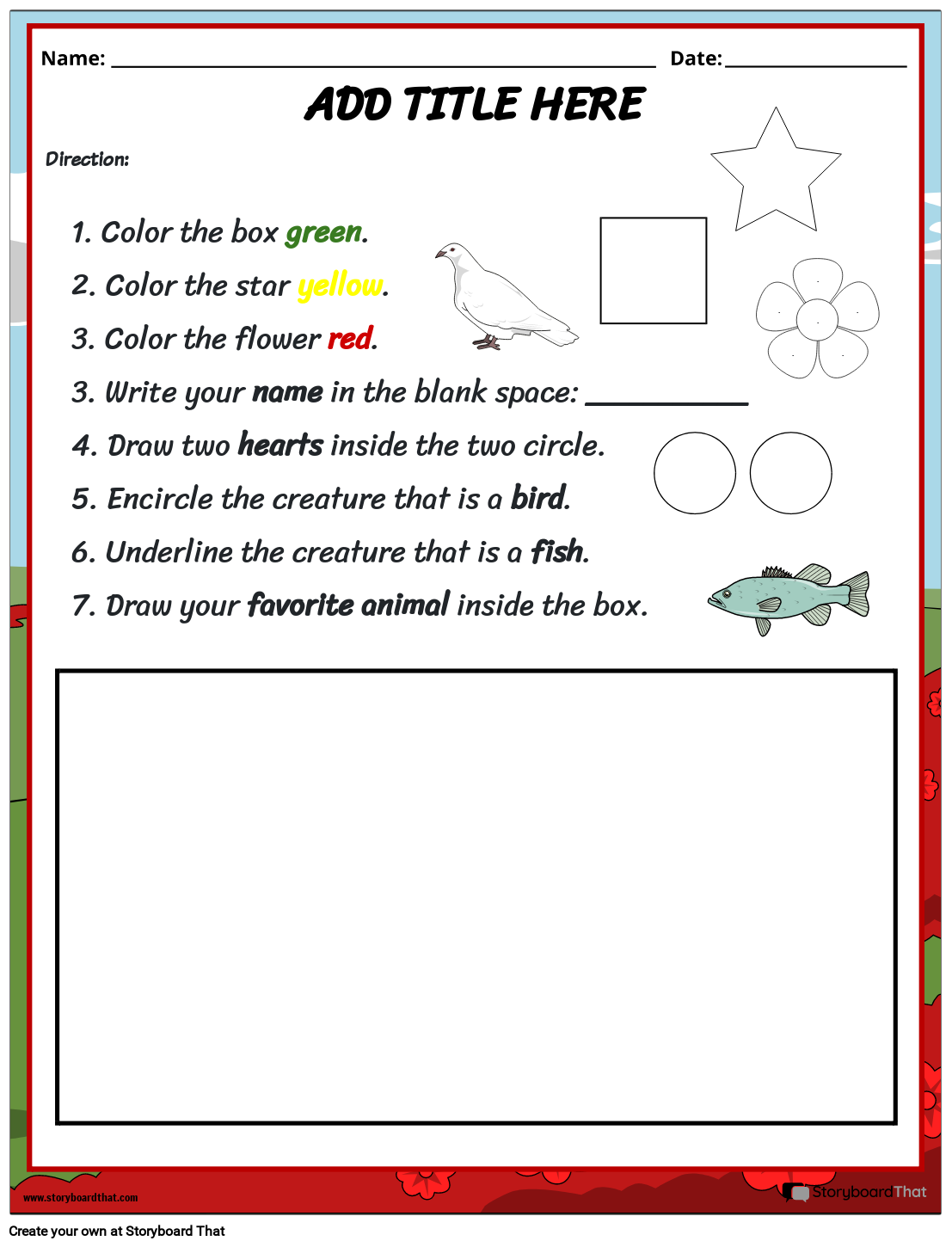 Following Simple Written Directions Worksheet