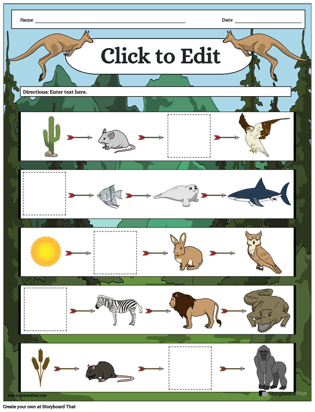 Food Chain Featuring A Forest Storyboard By Templates