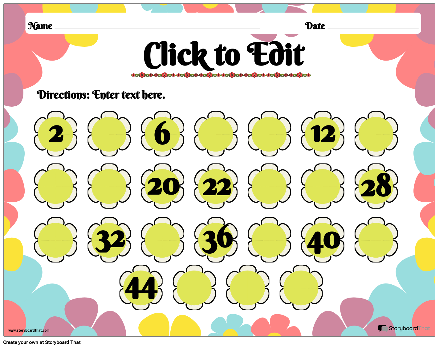 Free Printable Odd And Even Numbers Worksheet With Flowers Motifs