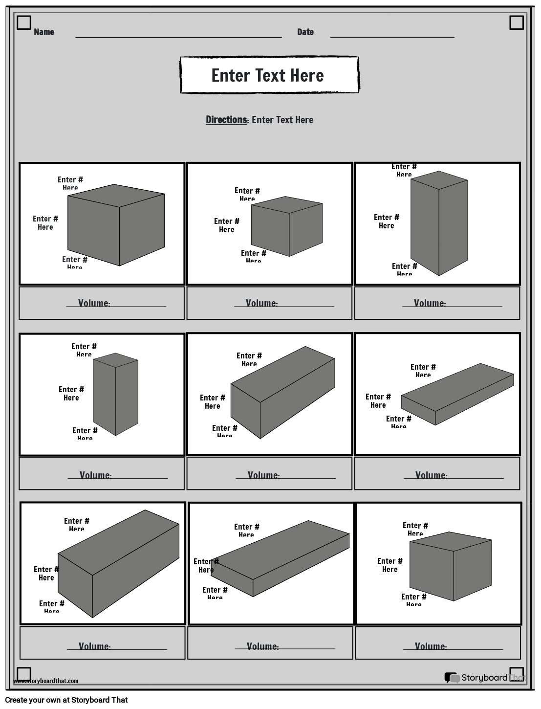 Free printable volume worksheet with squares b w