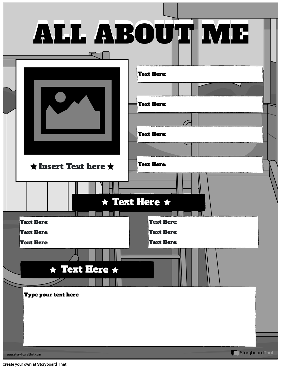 Fun All About Me Activity Kids Black And White