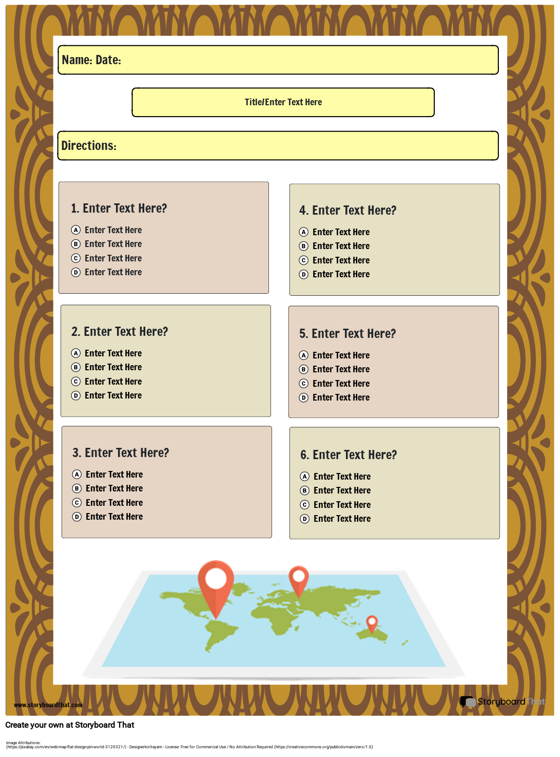 Editable Geography Theme Multiple Choice Quiz