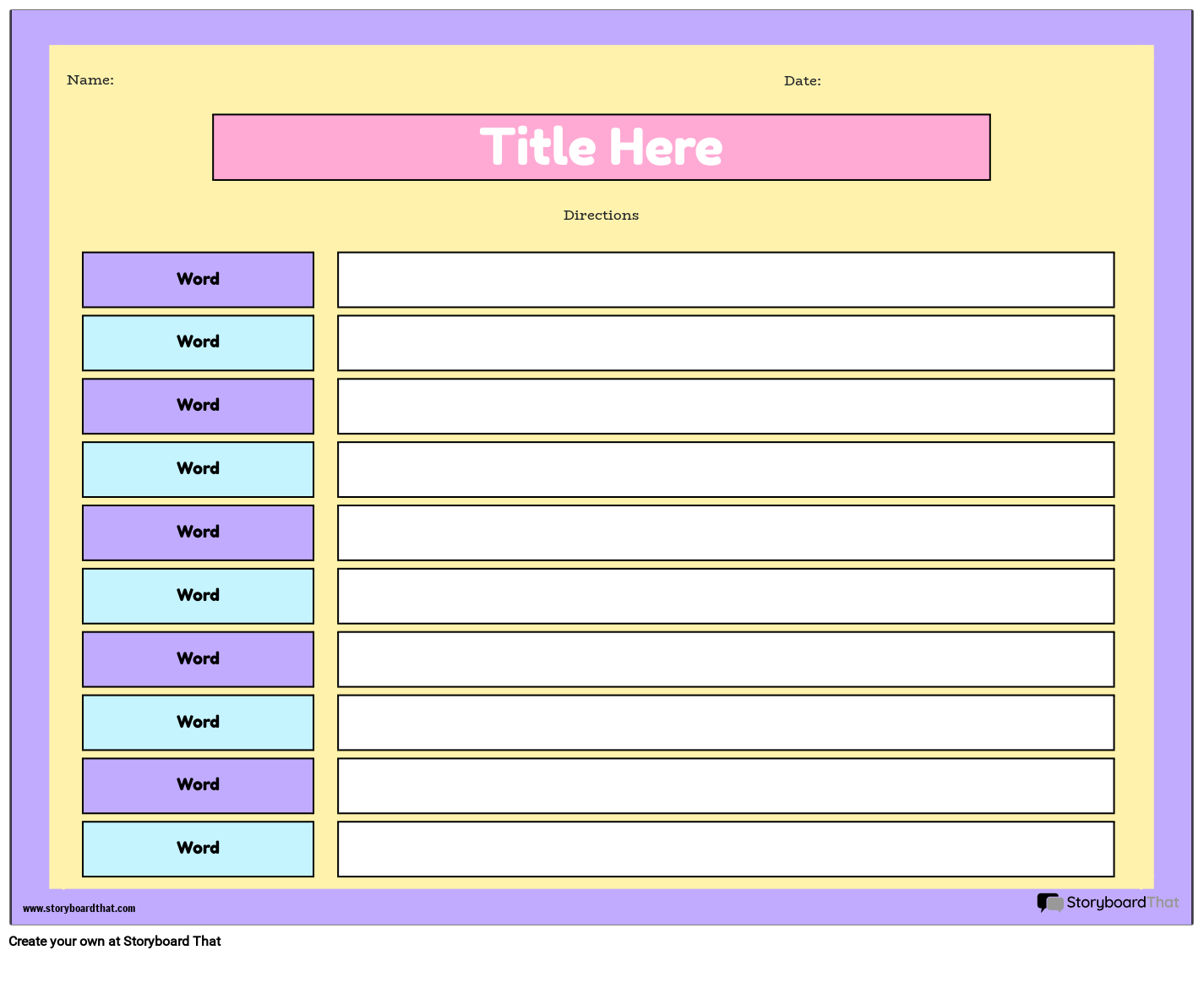 Give the Meaning of the Word Activity Storyboard