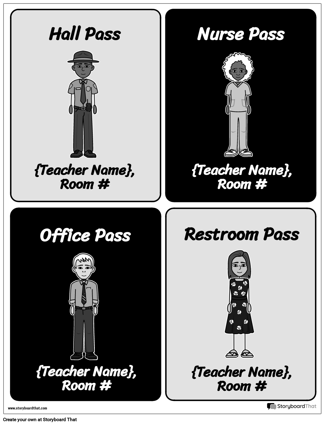 Custom Hall Passes Template Storyboard By Templates 5384