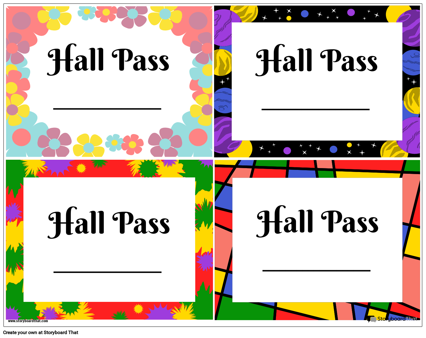 Hall Pass Template — Hall Pass Maker StoryboardThat