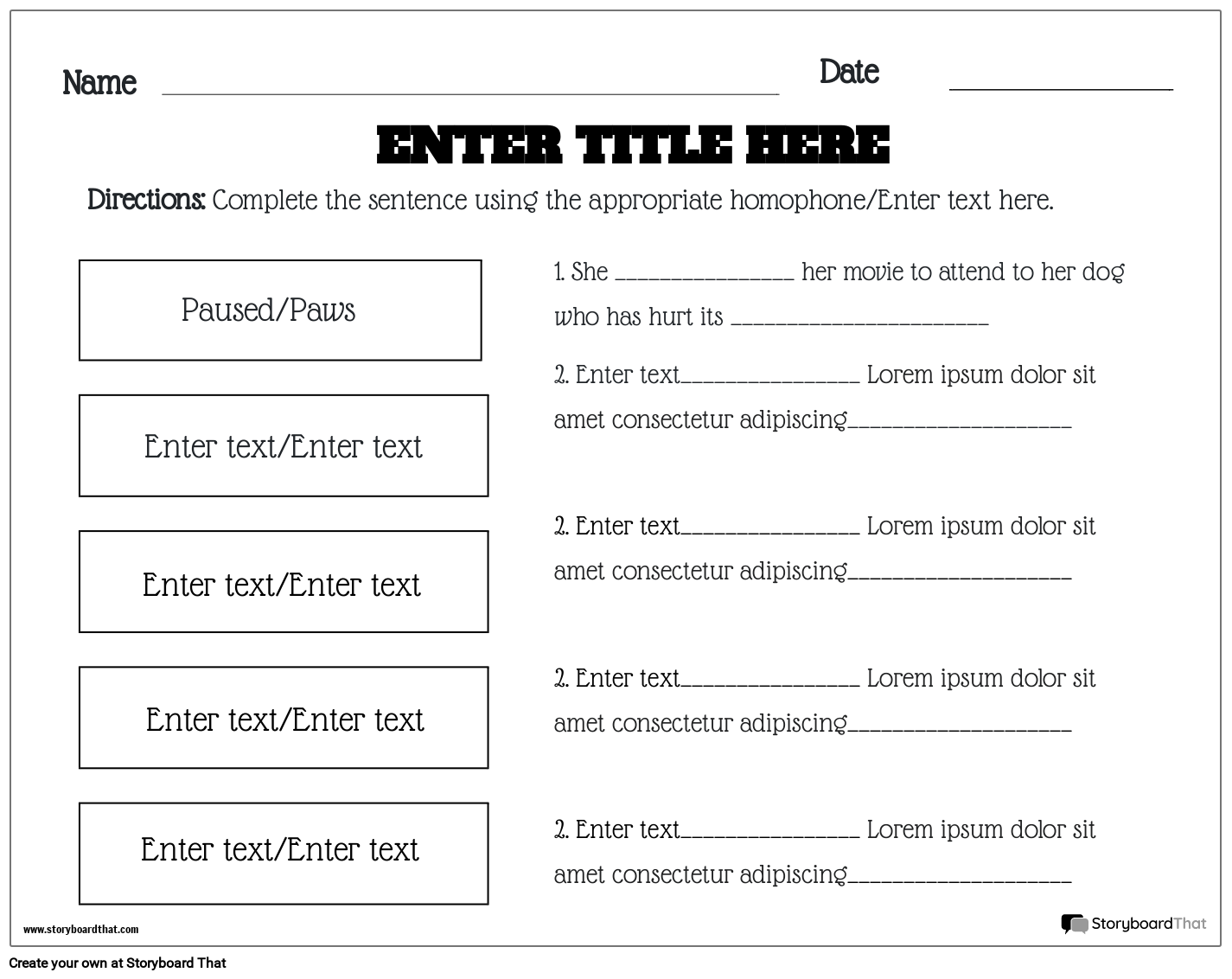 homophone-is-a-sentence-worksheet-greyscale-storyboard