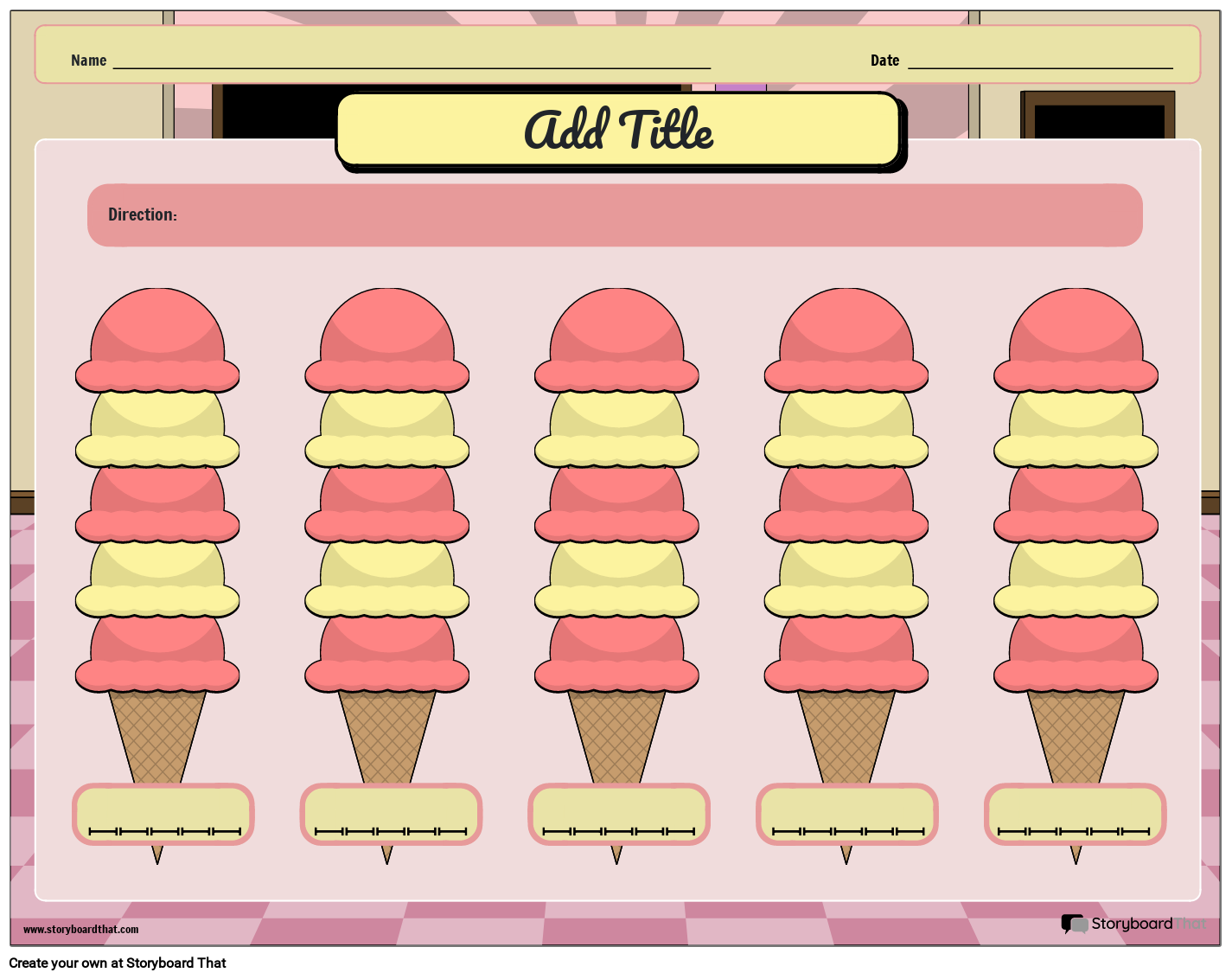 ICE CREAM THEMED ORDERING NUMBERS WORSHEET Storyboard