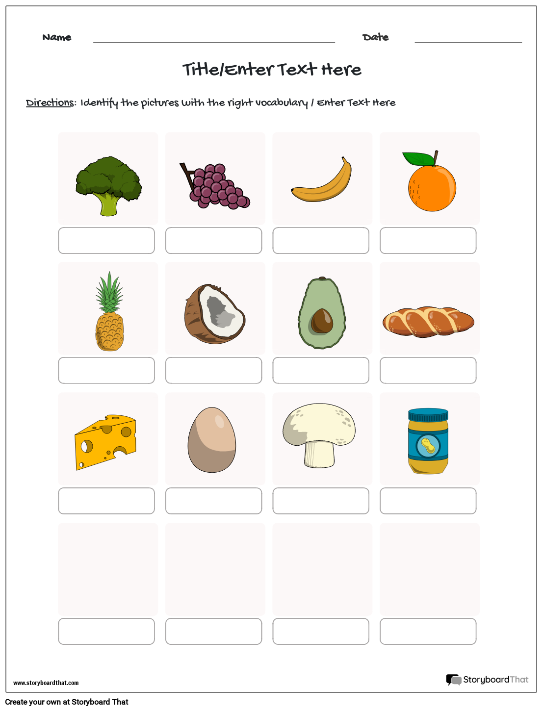 Identification Vocabulary template Storyboard by templates