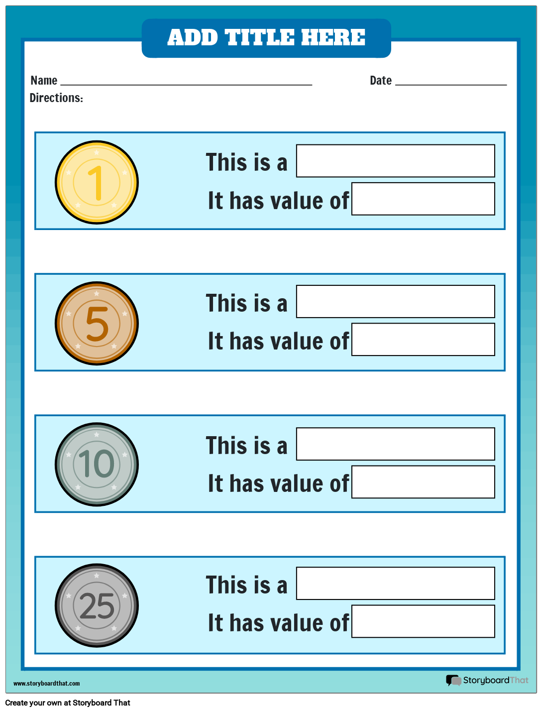 identifying-coins-fill-in-the-blanks-storyboard