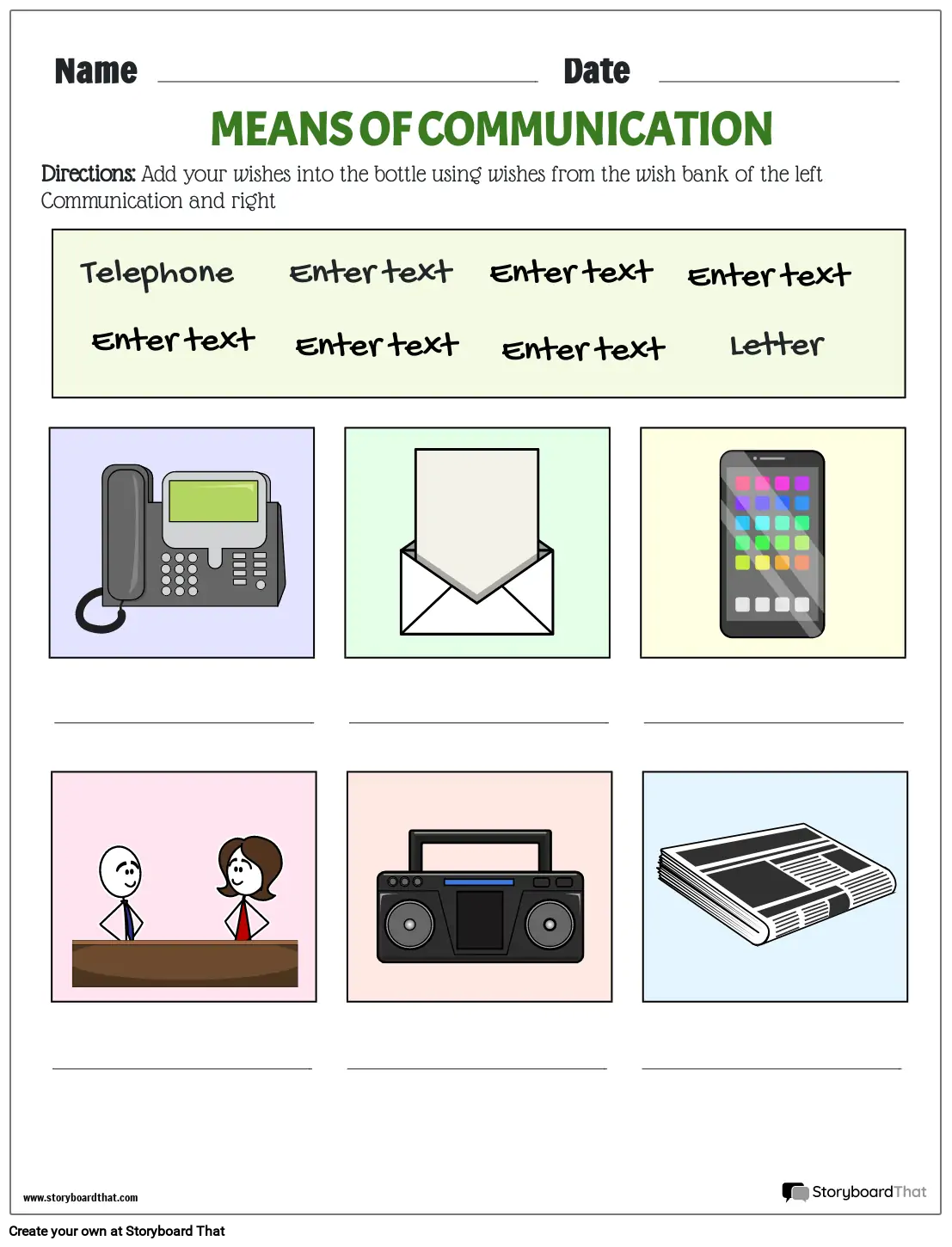 Identifying means of communication Storyboard by templates