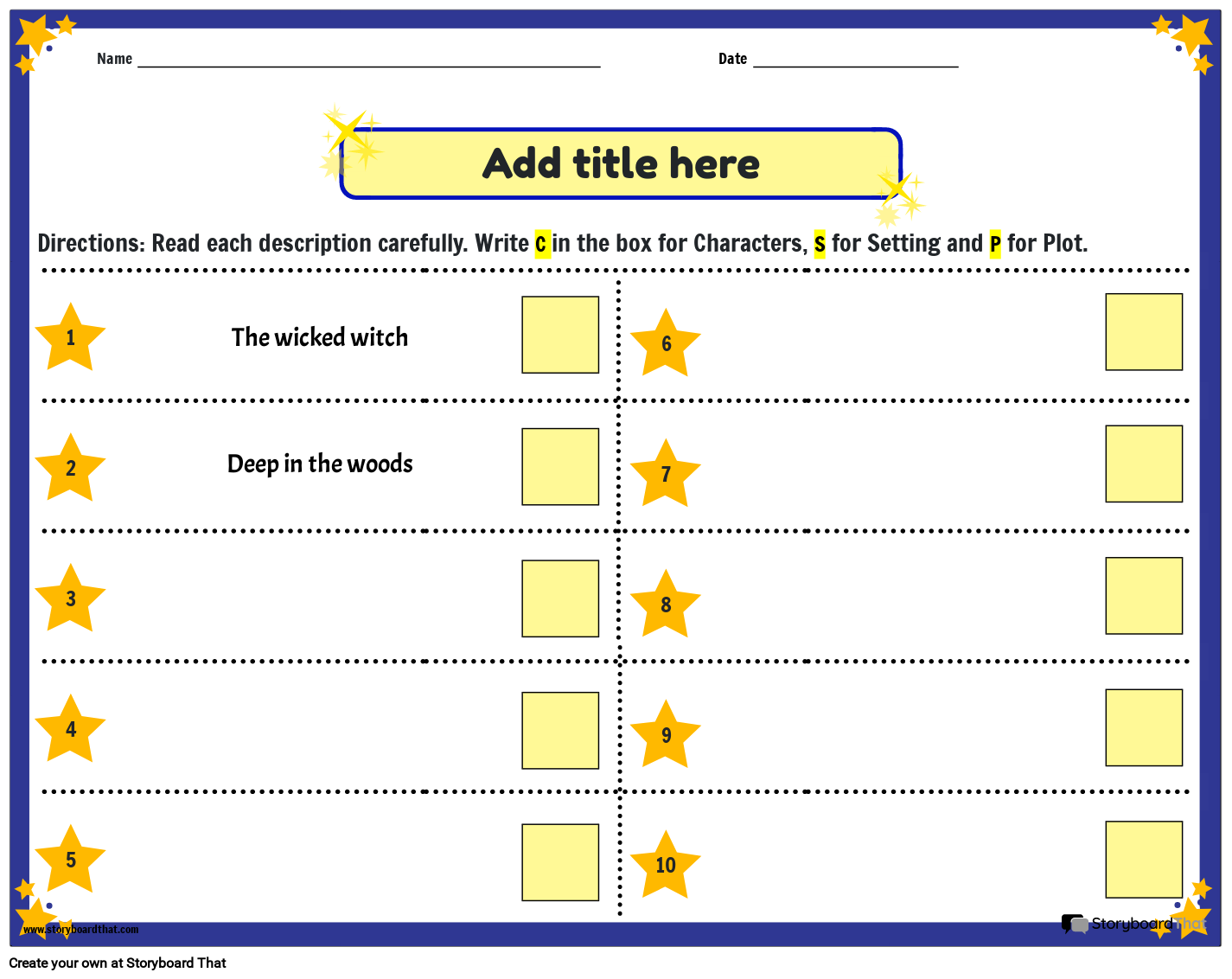 Identifying The Elements Of A Story Worksheet